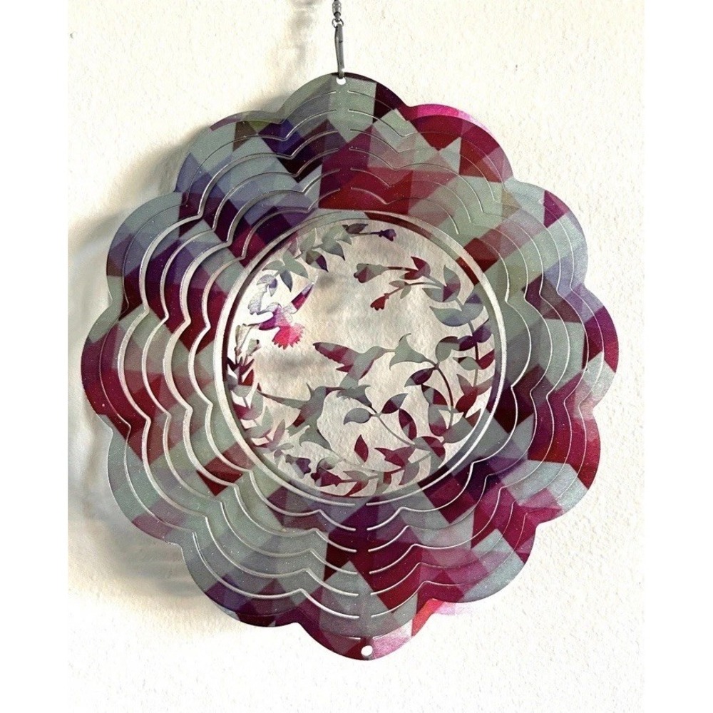 Hummingbird Wind Spinner 3D Hanging Stainless Steel Garden Porch‎ Patio Decor